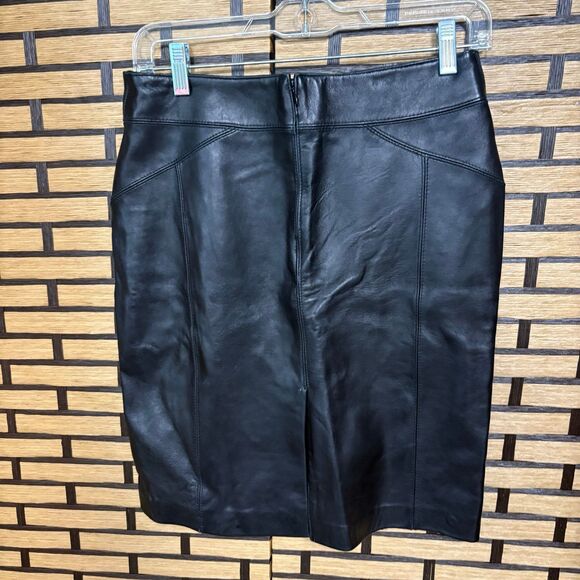 Bebe Black Genuine Leather Skirt Size 4 - Picture 2 of 11